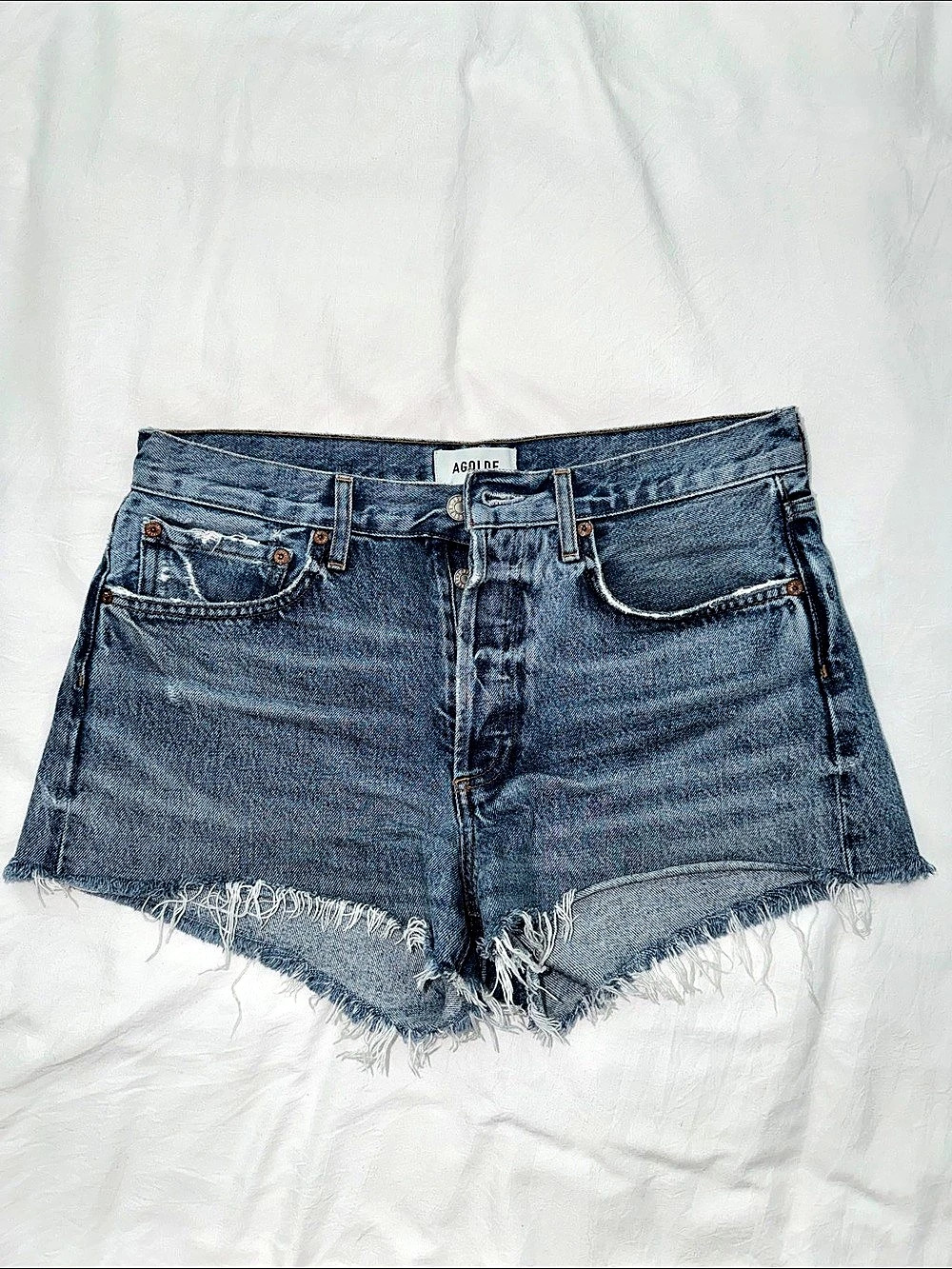 AGOLDE Parker Vintage Cut Off Short Blue Jean Shorts